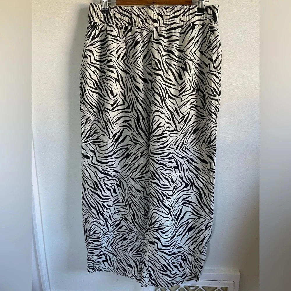 Nicole Miller Linen Pants, Zebra Print, Women’s Large